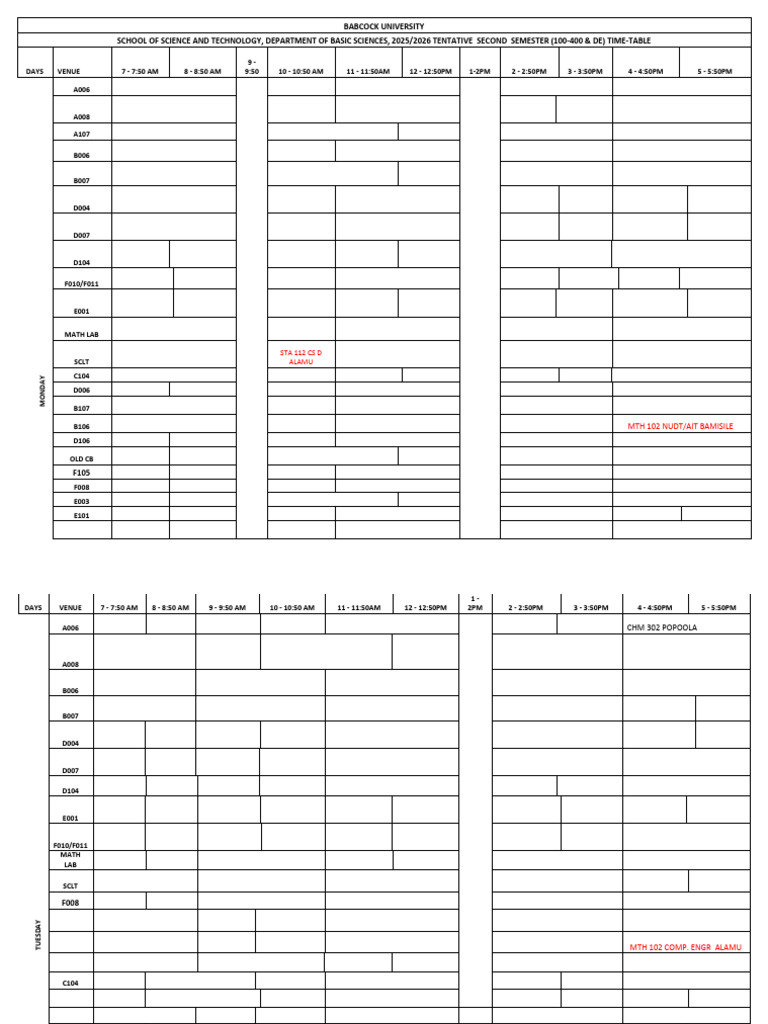 Updated BS Timetable 04032026 | PDF