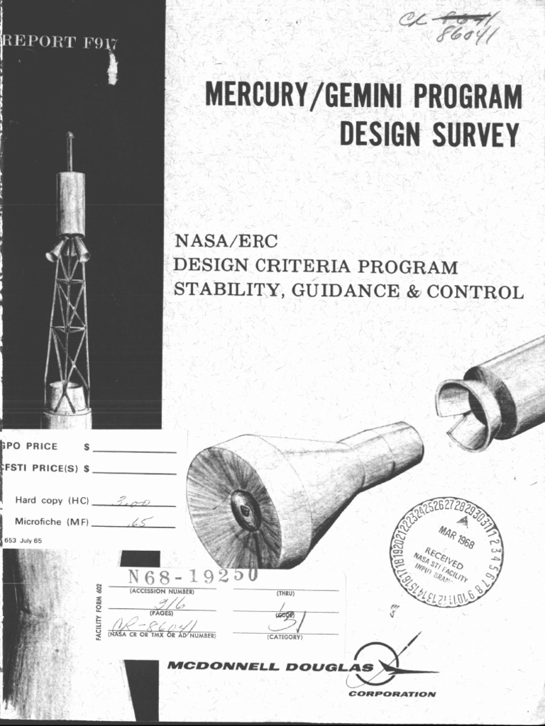 Mercury Gemini Program Design Survey NASA ERC Design Criteria Program ...