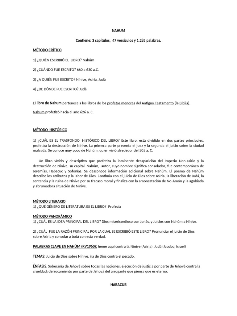 Nahum | PDF | Libros de la Biblia hebrea | Doce profetas menores