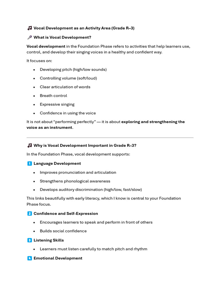 Vocal Development As An Activity Area | PDF | Rhythm | Human Voice