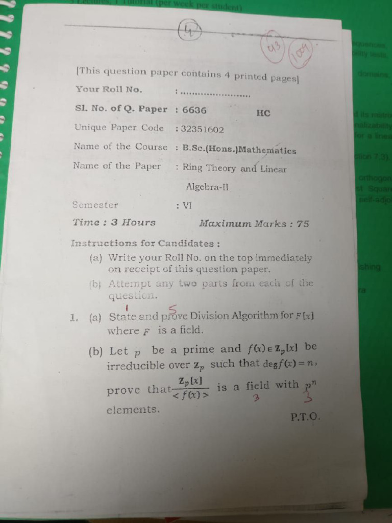 Ring Theory Paper 2 | PDF