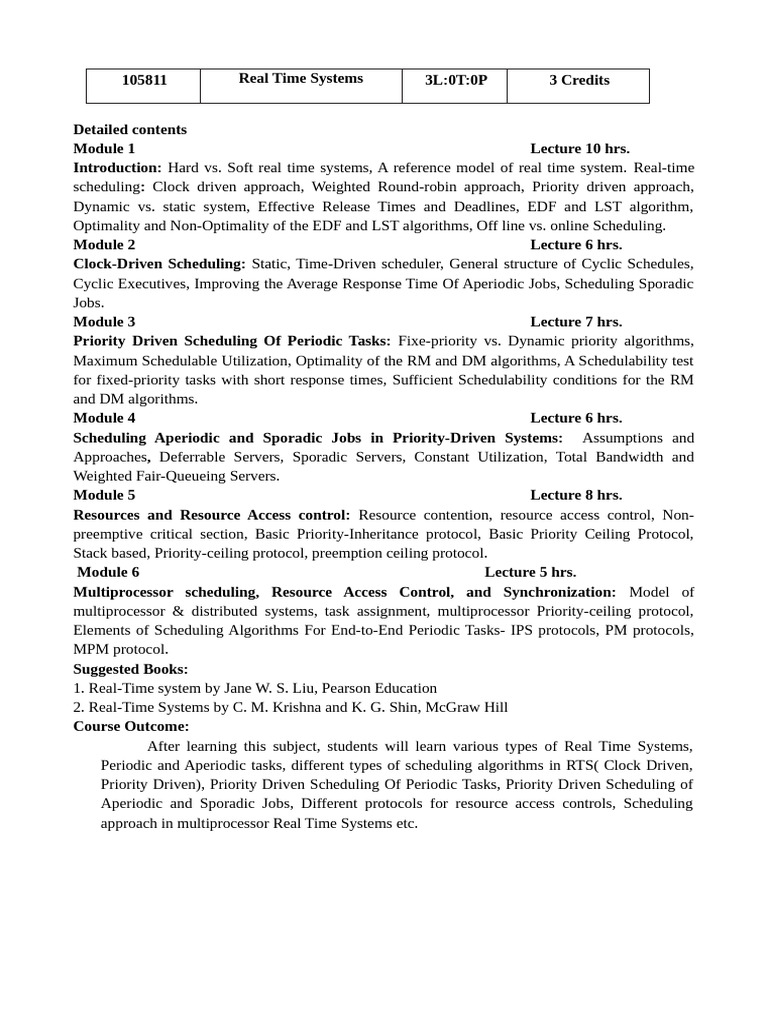 0 Syllabus Real Time System | PDF | Scheduling (Computing) | Real Time ...