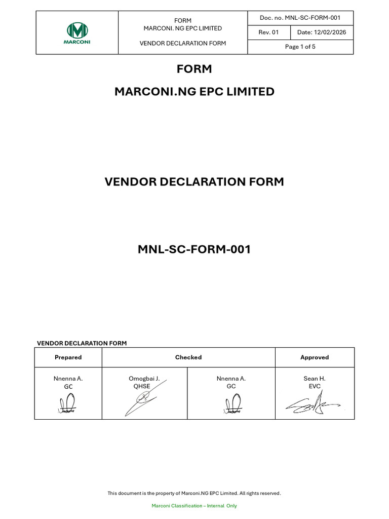 MNL SC Form 001 r01 Vendor Declaration Form | PDF | Justice | Crime ...