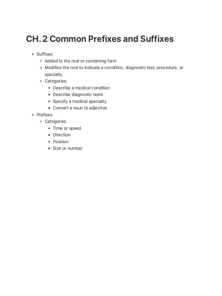 CH. 2 Common Prefixes and Suffixes. | PDF | Medical Specialties ...