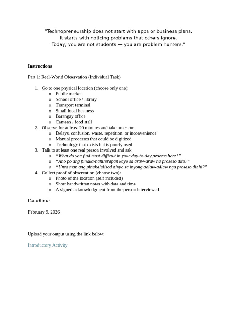 Introductory Activity | PDF