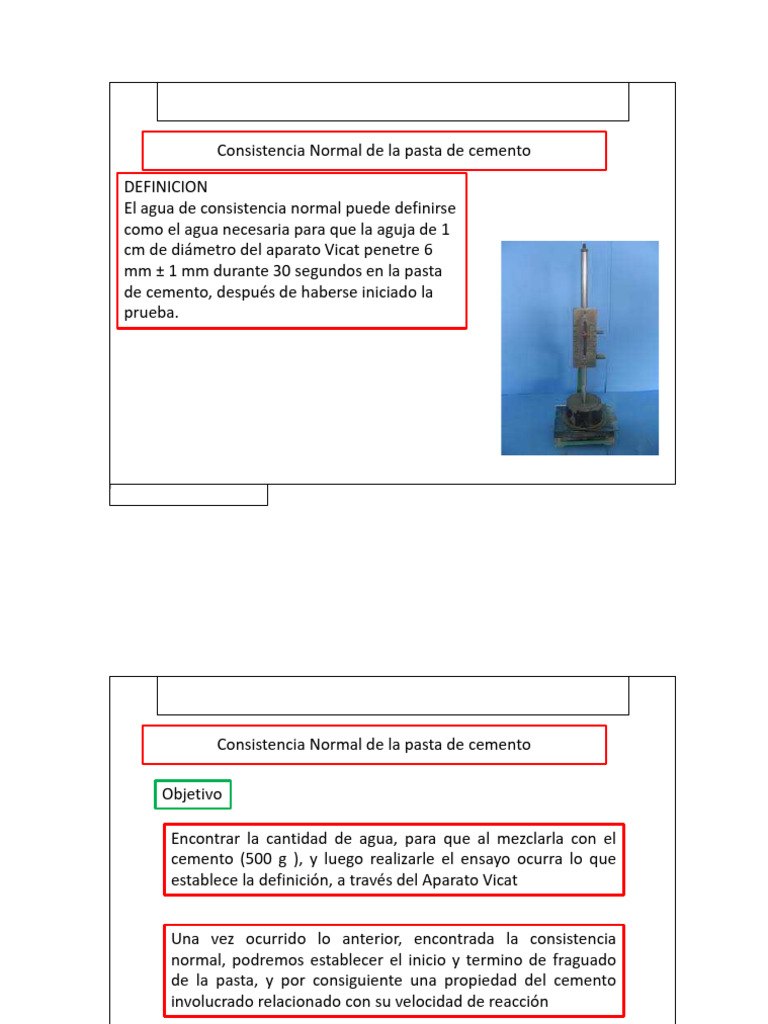 2 Consistencia Normal Resistencia MecAnicas Y Tiempo de Fraguado | PDF ...