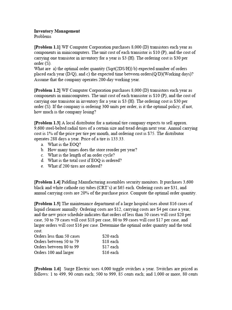 Problems - Inventory Stevenson | PDF