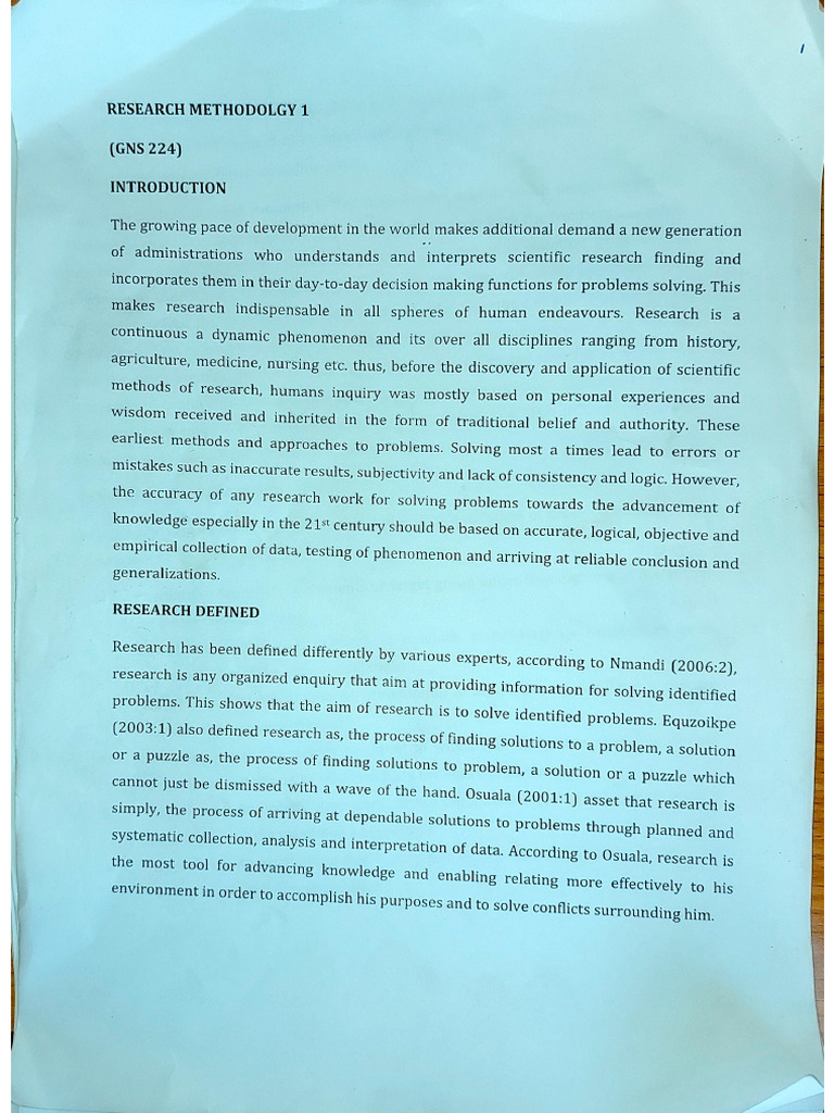 Research Methodology Notes MRS Stephanie | PDF