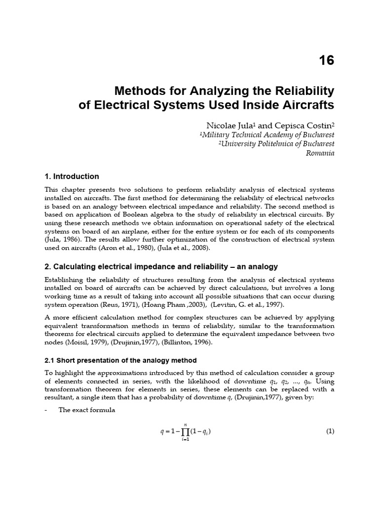 InTech-Methods For Analyzing The Reliability of Electrical Systems Used ...