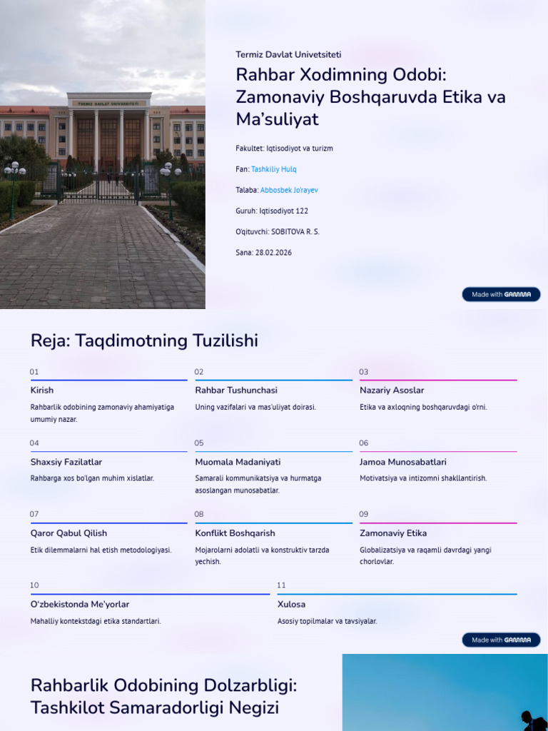 Termiz Davlat Univetsiteti | PDF