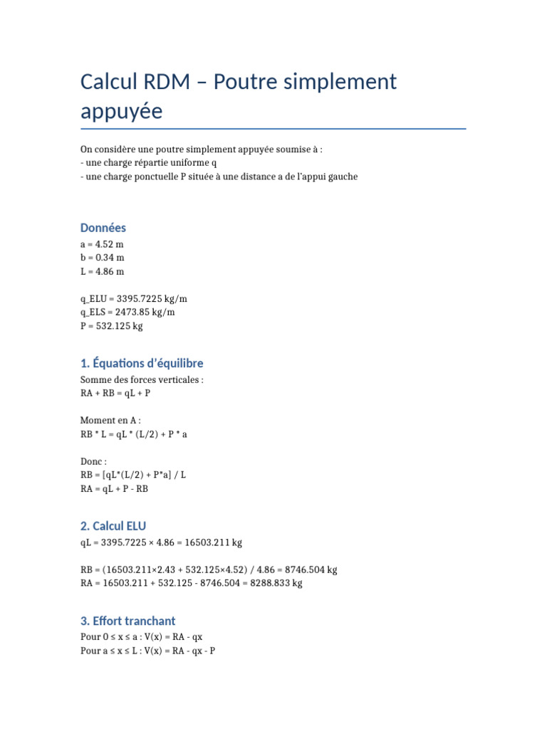 Calcul RDM Poutre | PDF