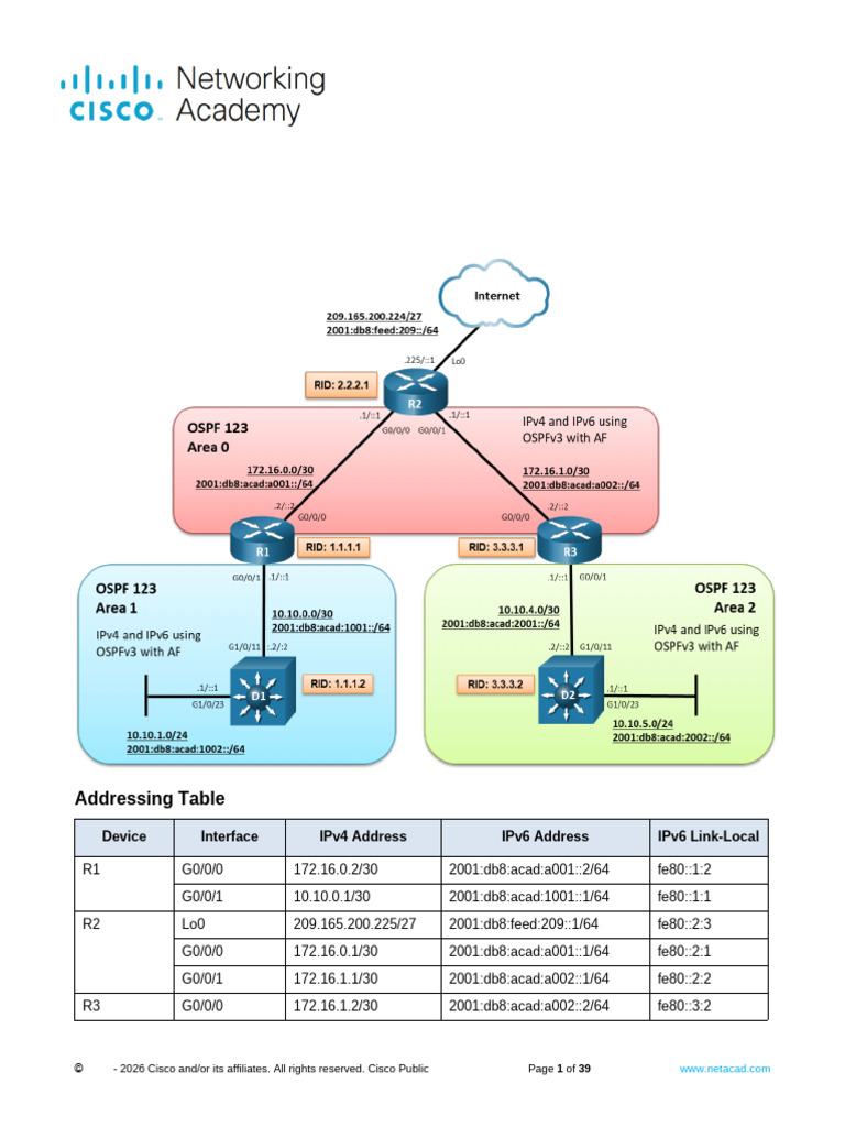 10.1.2 Lab - Implement Multiarea OSPFv3 - ILM | PDF | I Pv6 | Computer ...