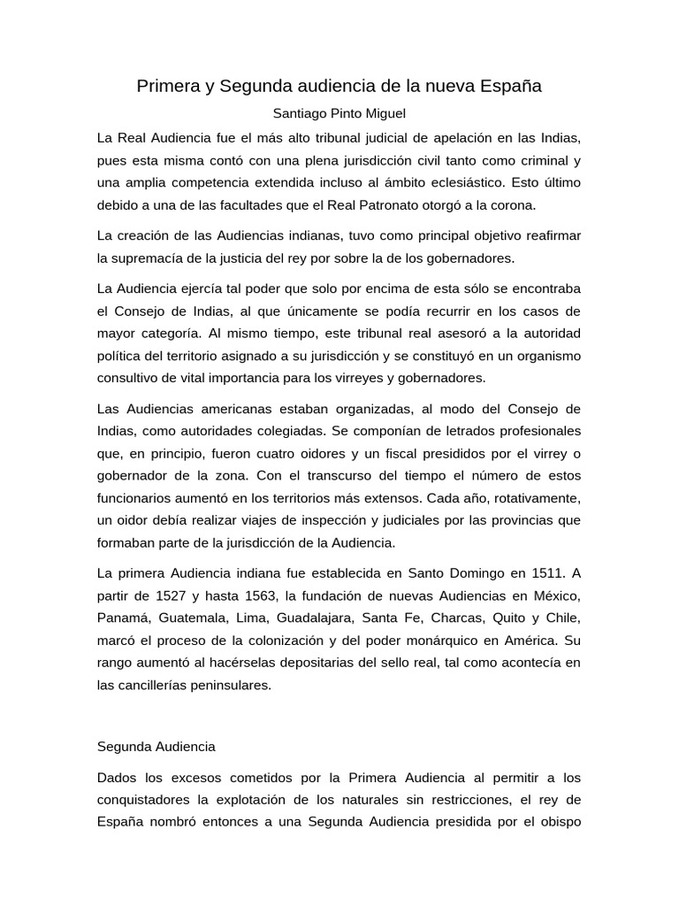 Primera y Segunda Audiencia de La Nueva España | PDF | Colonización ...