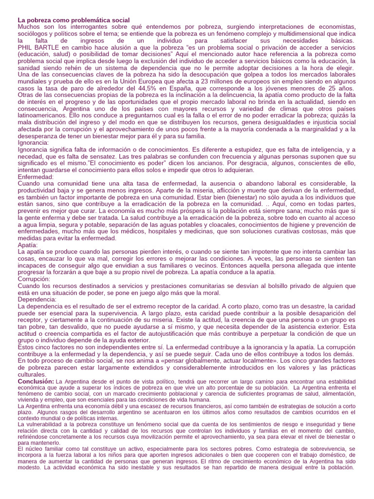 La Pobreza Como Problemática Social | PDF | Pobreza | Pobreza e indigencia