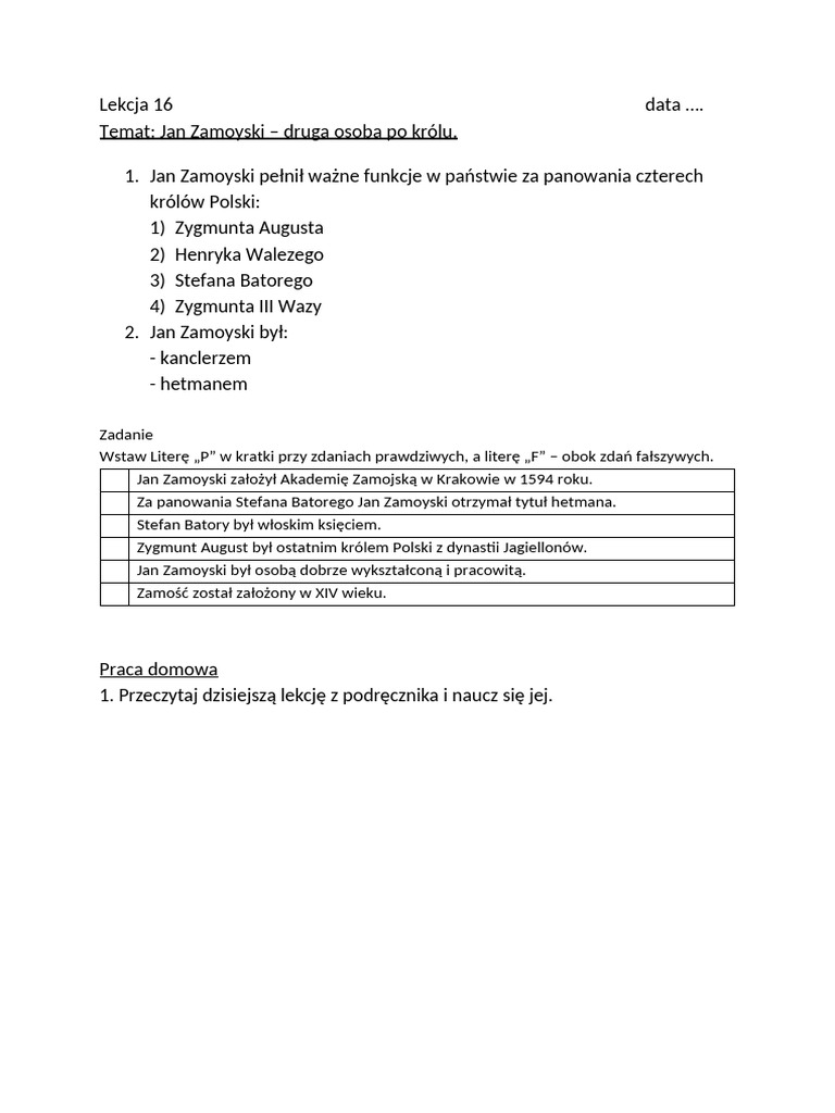 Lekcja 16 | PDF