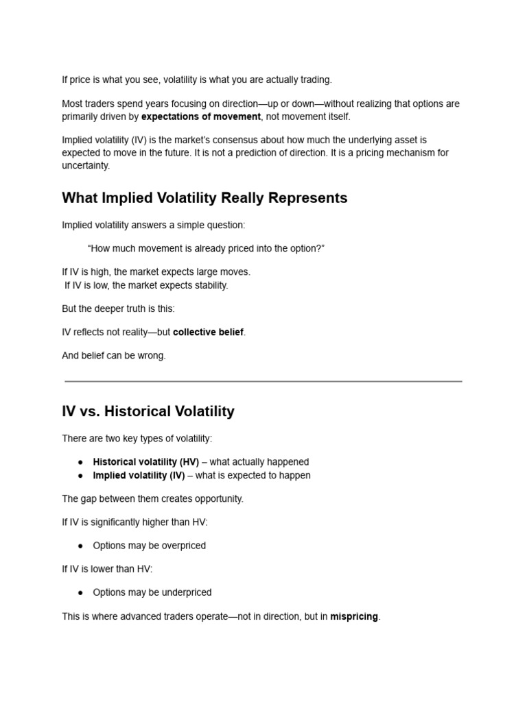 Implied Volatility - The Hidden Market Within The Market | PDF