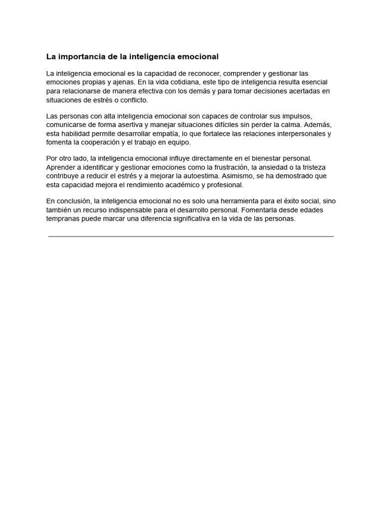 La importancia de la inteligencia emocional | PDF | Salud mental | Las ...