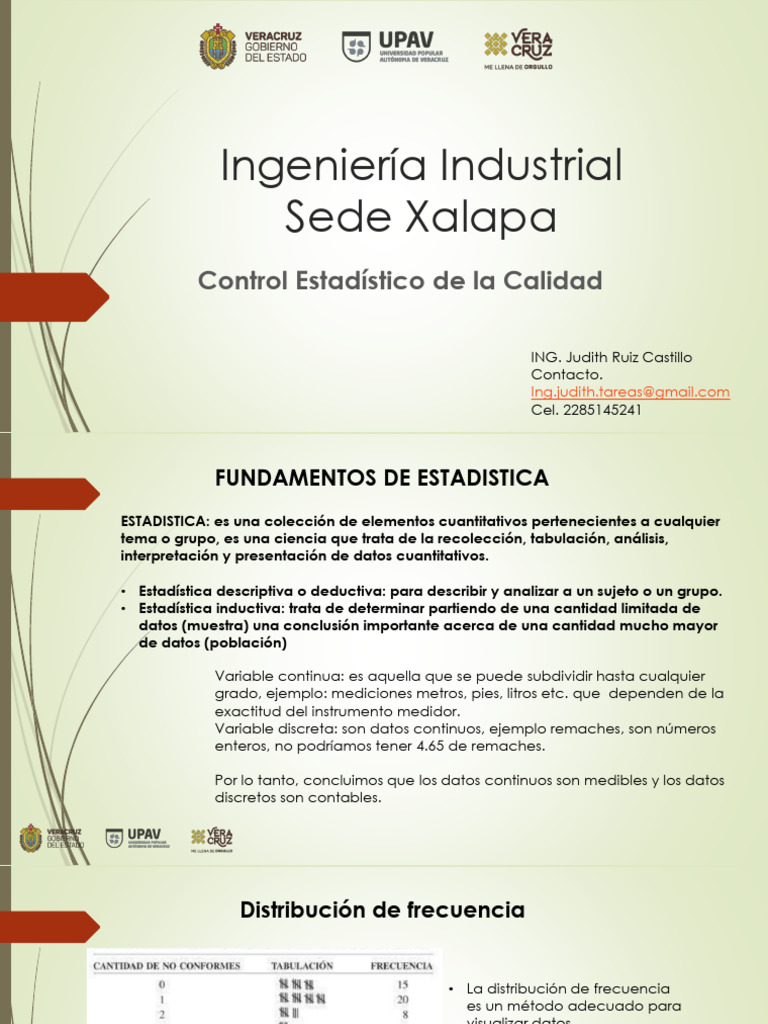 CLASE 5 Control Estadistico de La Calidad | PDF | Datos | Estadísticas