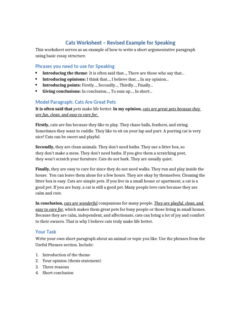 Cats Are Great Pets - Example For Speaking | PDF