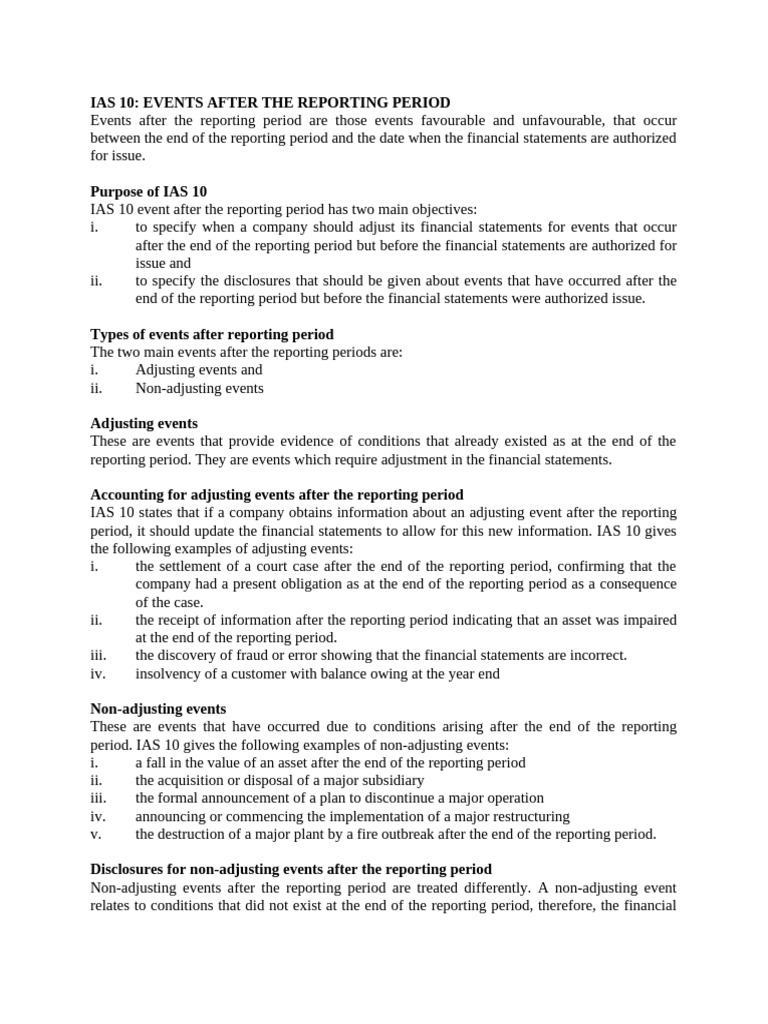 IAS 10 For Students | PDF | Going Concern | Financial Services