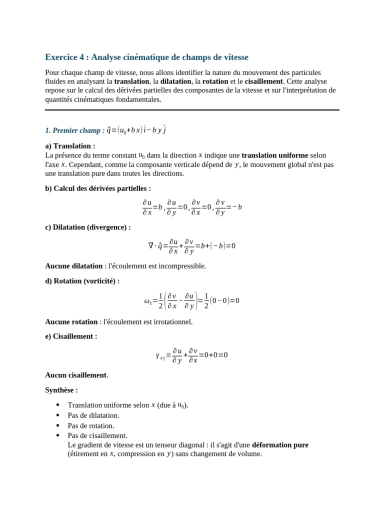 Exercice 4 Analy | PDF | Fluide | Rotation