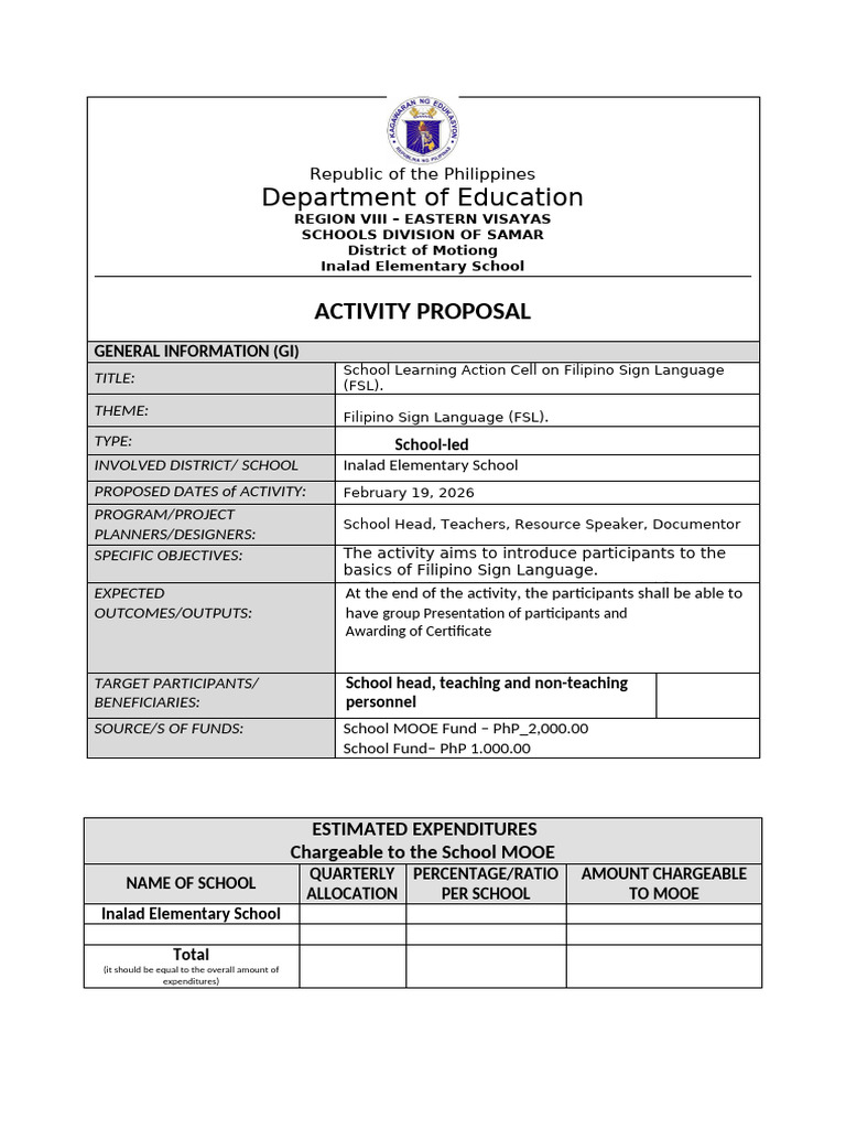 Activity Proposal Template (Rosa | PDF