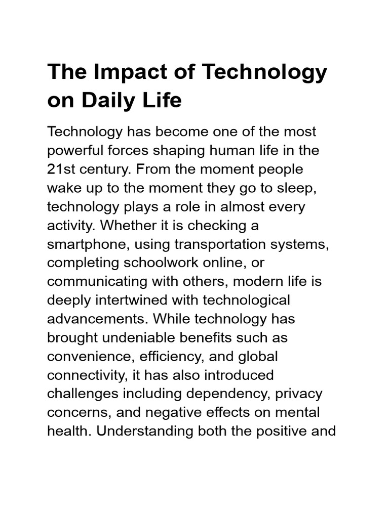 The Impact of Technology On Daily Life | PDF
