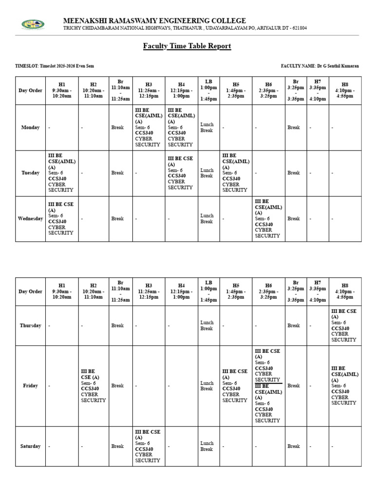 Timetable | PDF