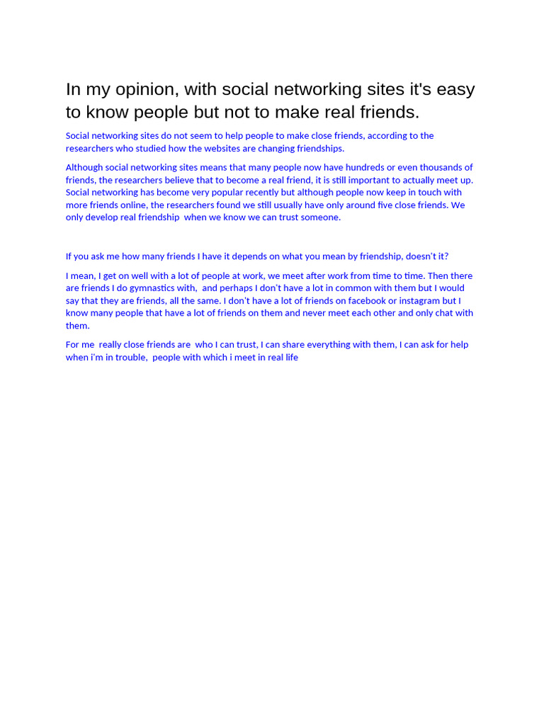 Friendship Online | PDF