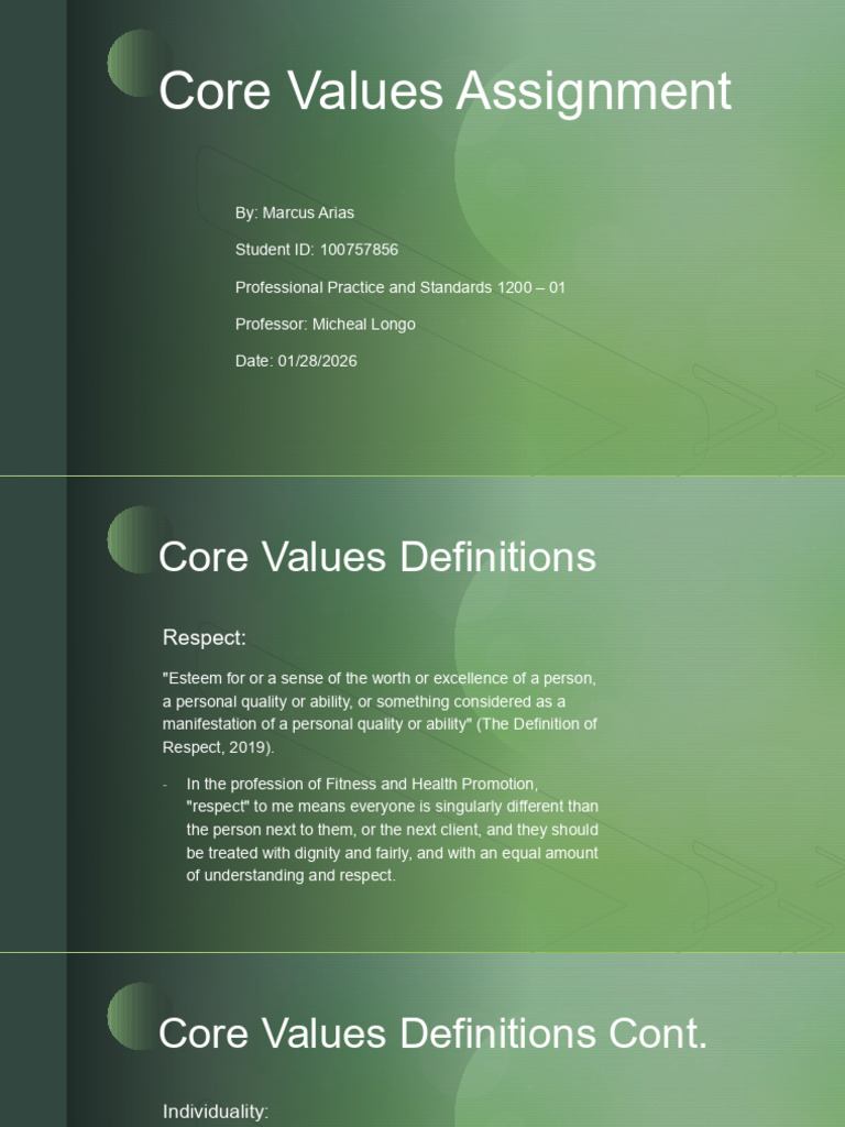 Core Values Assignment | PDF | Cognition