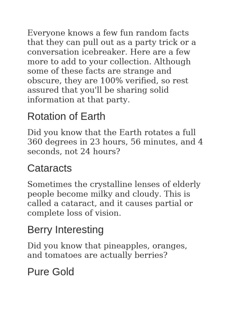 Everyone Knows A Few Fun Random Facts That They Can Pull Out As A Party ...