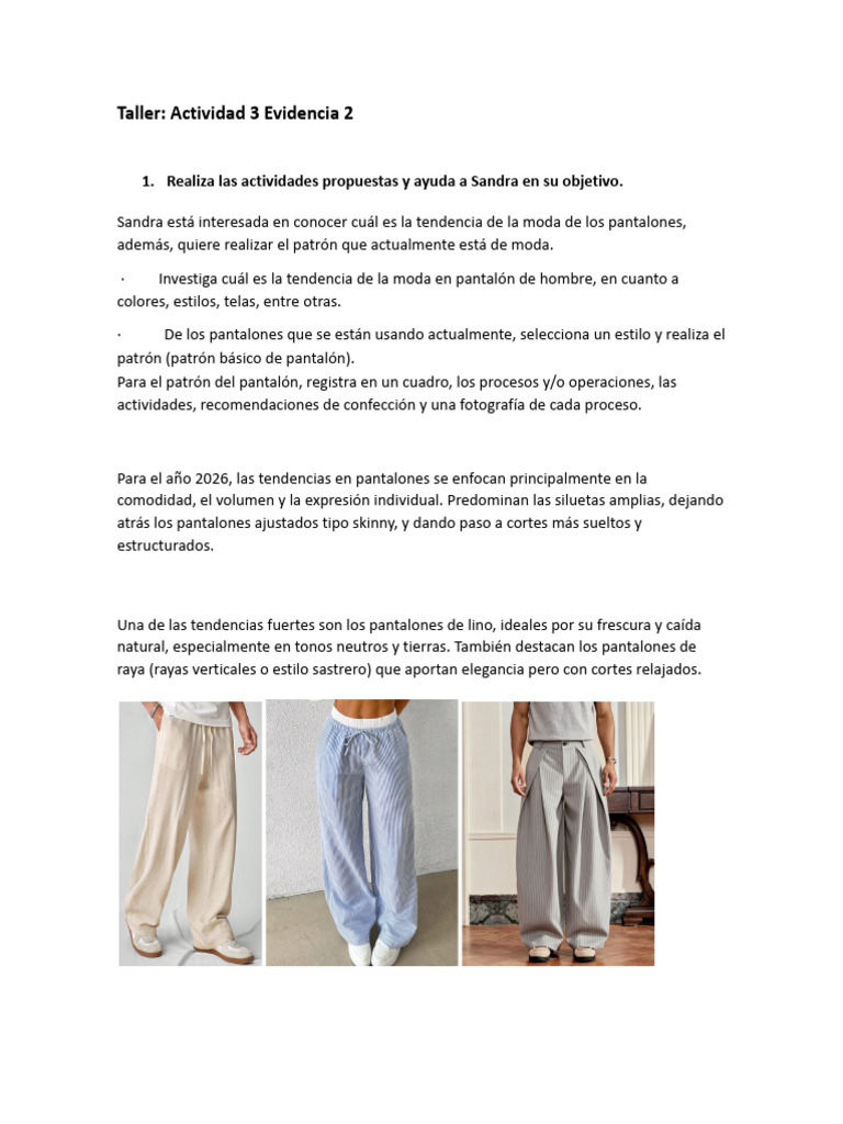 Instrucciones Taller 3 | PDF | Moda | Textiles