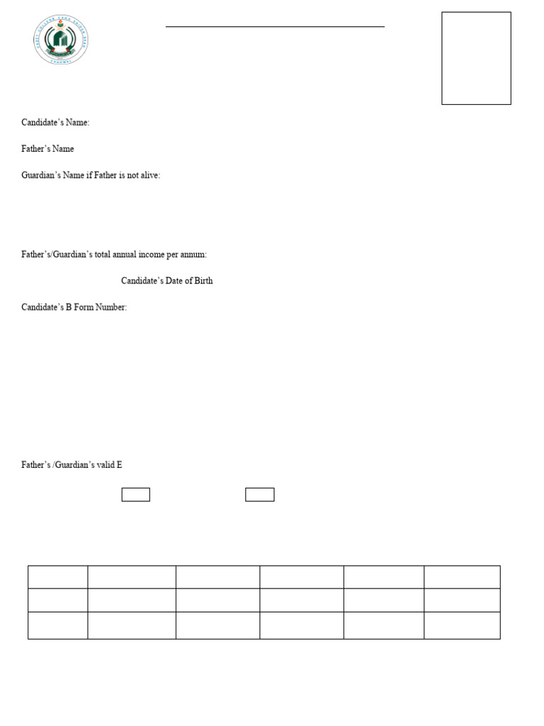 Admission Form For Class 11th 2026 | PDF