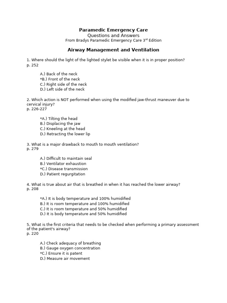 Paramedic11 Airway Management and Ventilation | PDF | Respiratory ...