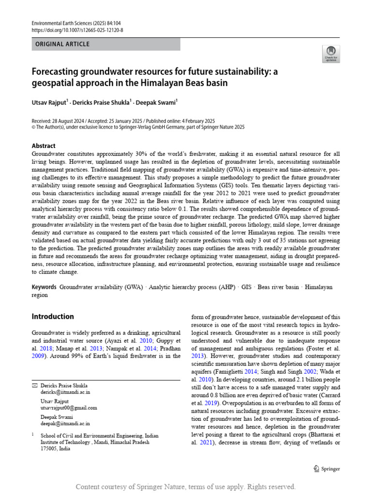 Forecasting Groundwater Resources For Future Susta | PDF | Groundwater ...