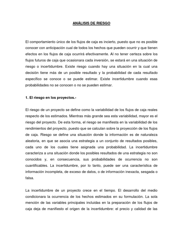 Análisis de Riesgo en Proyectos de Inversión | PDF | Dispersión ...