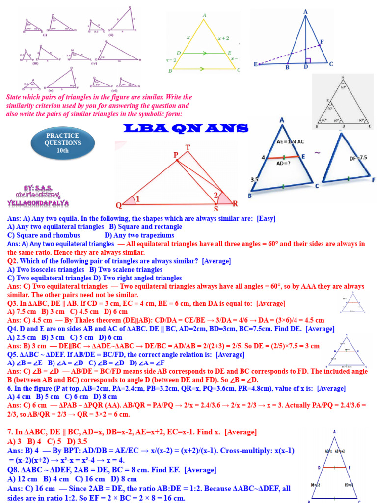 Triangles 10th Maths 2026 March | PDF | Triangle | Elementary Geometry