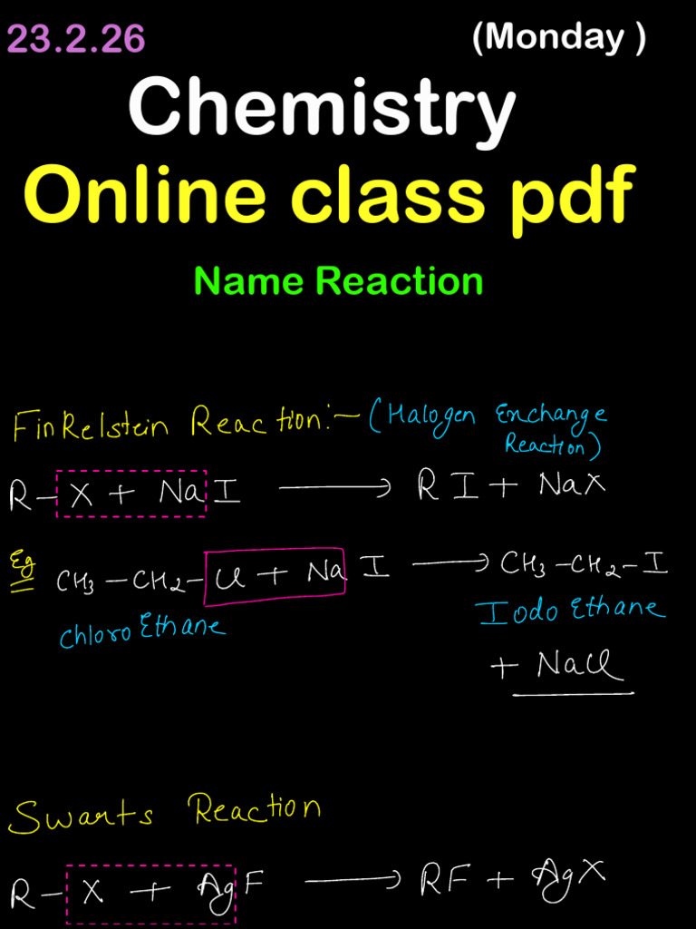 Class 12 Organic Chemistry Name Reactions | PDF | Chemical Substances ...