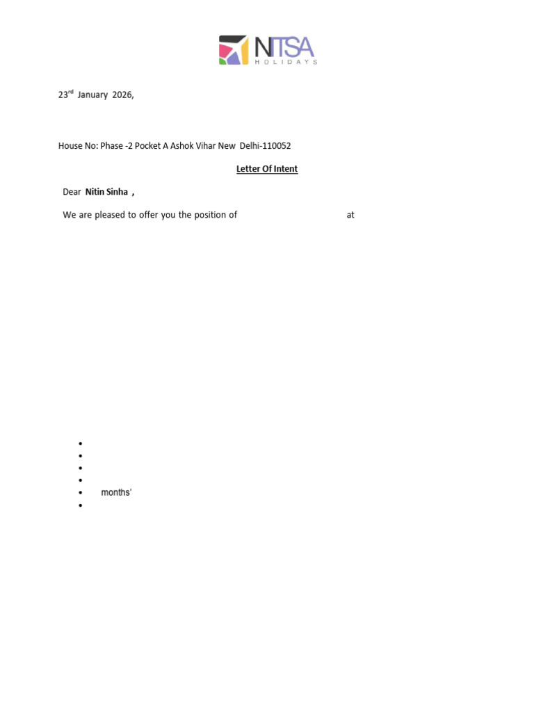Nitin Sinha LOI | PDF