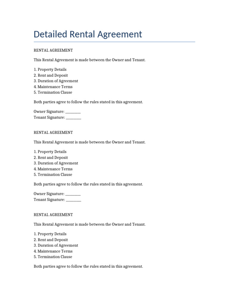 Detailed Rental Agreement | PDF