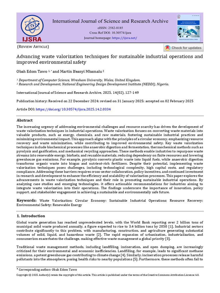 Ijsra 2025 0334 | PDF | Gasification | Recycling