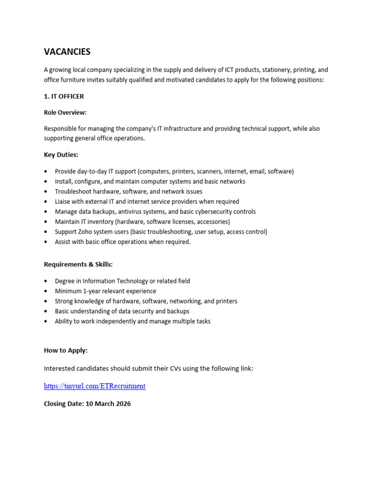 Vacancies | PDF