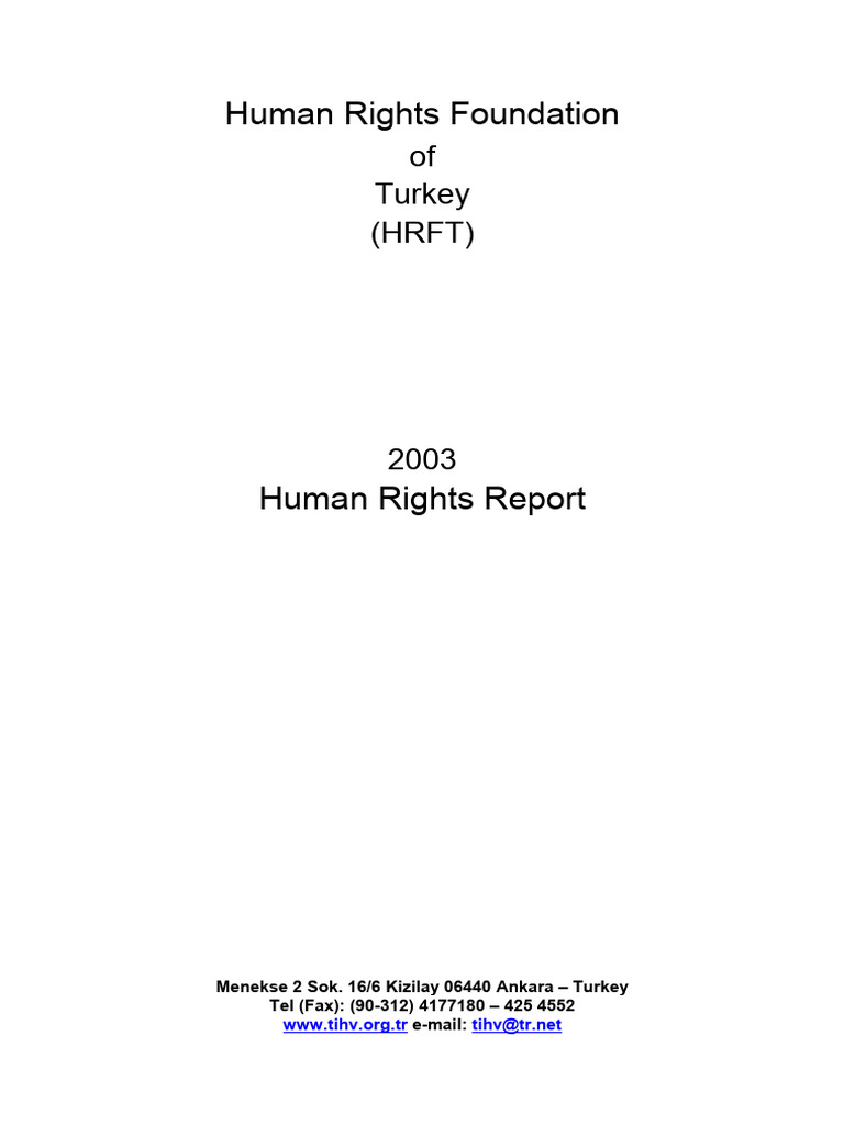 2003 Human Rights Report | PDF | Kurdistan Workers' Party | Crimes