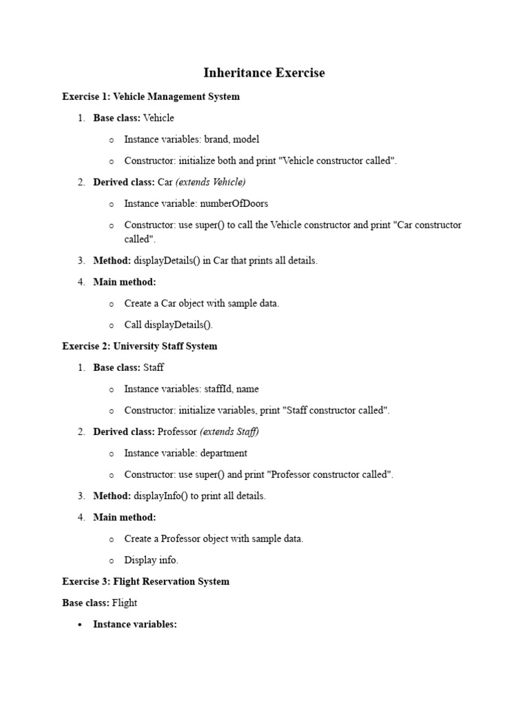Inheritance Exercise1 | PDF | Method (Computer Programming ...