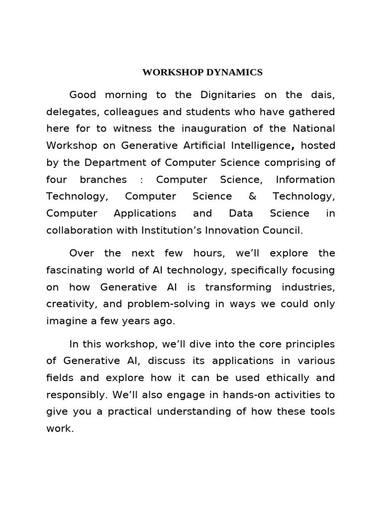 Workshop Dynamics Genai 24 | PDF