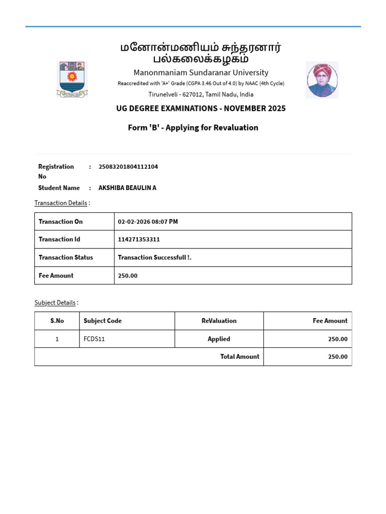 Ug Degree Examinations - November 2025 Form 'B' - Applying For ...