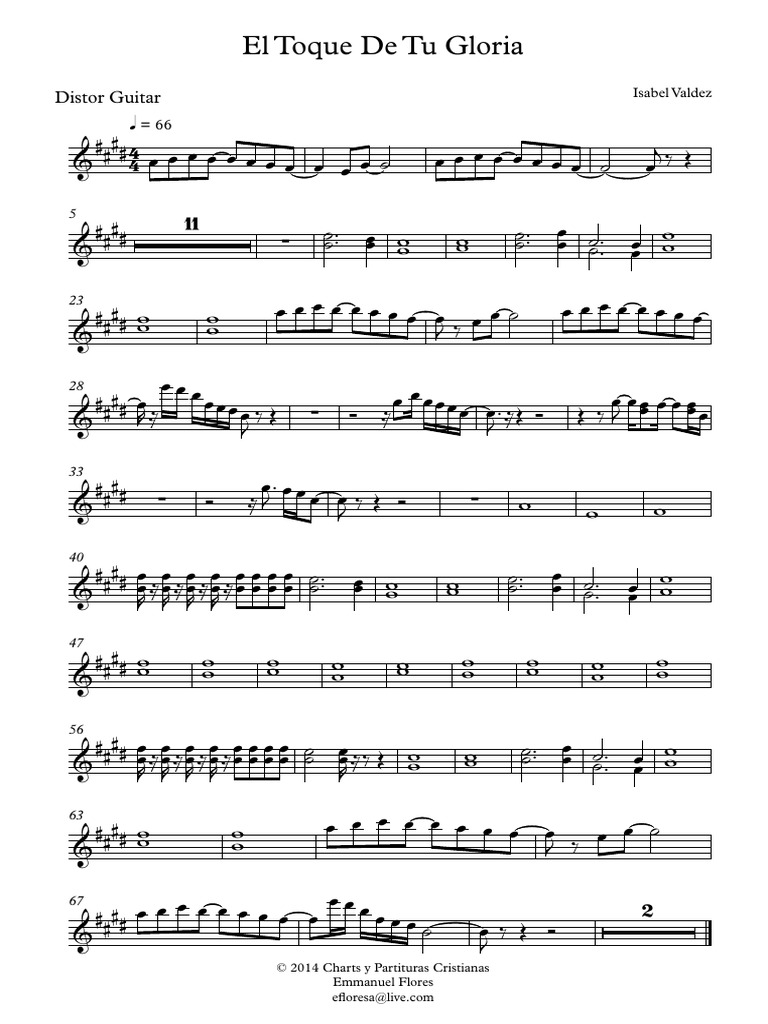 El Toque de Tu Gloria - Con Melodía - Distor Guitar | PDF