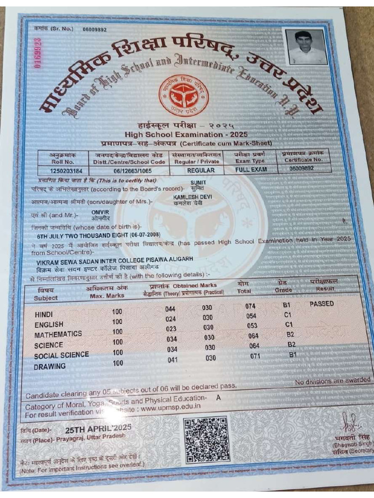 Sumit Marksheet | PDF