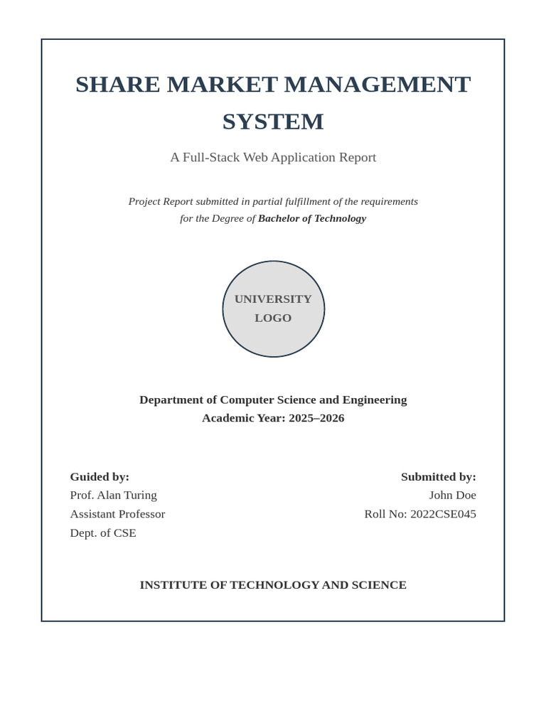 Share Market Management System Documentation Report | PDF | Databases ...