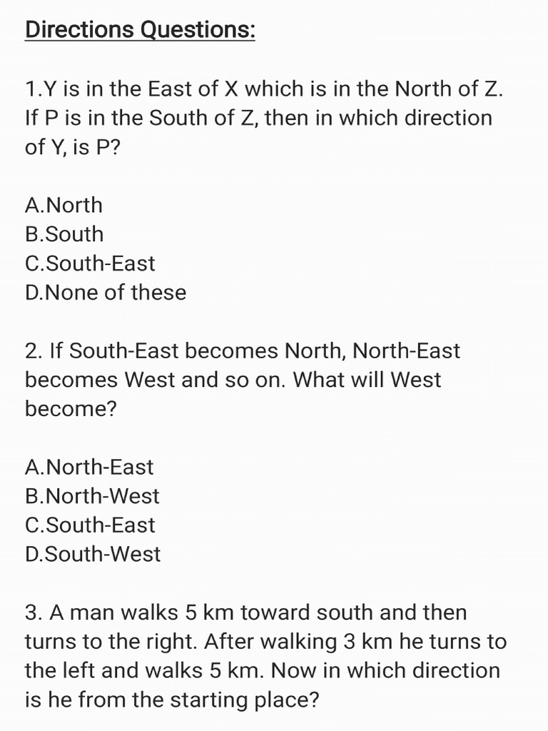 Directions Questions | PDF